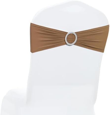 MDS Pack of 10 Spandex Chair Sashes for Wedding Party & Event – Mocha by MDS