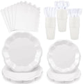 175 Pcs White Plates and Napkins Set White Party Supplies Serve 25 Guest by NatNarr