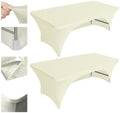 Eurmax USA 2-Pack Spandex Table Cover 8 ft. Fitted 30+ Colors Polyester Tablecloth Stretch Spandex Table Cover-Table Toppers,8 FT Table Cover Open Back (Ivory) by Eurmax