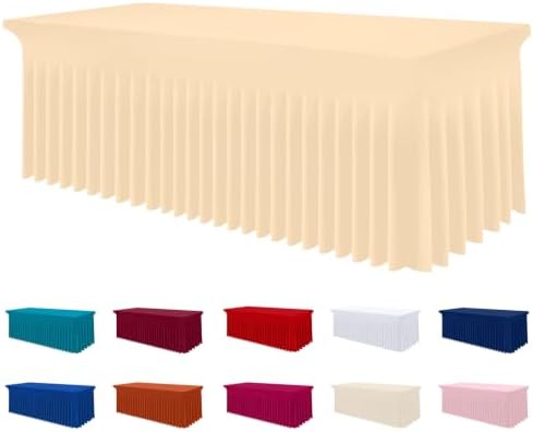 Smiry Spandex Elastic Fitted Table Cloth Skirt for 8FT Rectangle Table by Smiry