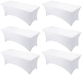 6-Pack Premium White Spandex Tablecloths for 8ft Rectangle Tables by DailySet
