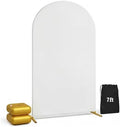 7.2FT Gold Wedding Backdrop Arch Stand with White Spandex Cover – Metal Frame, Water Weights & Storage Bag – Party, Birthday, Baby Shower, Bridal Shower, Wedding Ceremony, Photo Booth Decor by GravityGoods