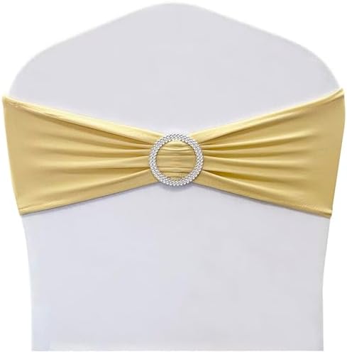 Spandex Chair Sashes Bands, Champagne New, 30PCS by Maiangel