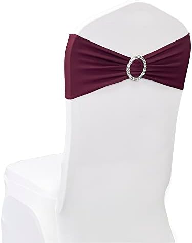 Spandex Chair Sashes Bands, Burgundy, 50PCS - Image 3