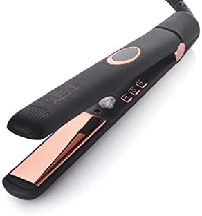 Sleek'e Professional Titanium Hair Straightener/Flat Iron for All Hair Types - 1-Inch Floating Plates with Negative Ion Booster for Shinier Hair (Black) by SleekeHair