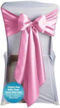 Leading Linens 12 pcs Pink 108"x8" Satin Bow Sash Chair Cover Decoration by LeadingLinens
