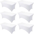 6-Pack Premium White Spandex Tablecloths for 6ft Rectangle Tables by DailySet