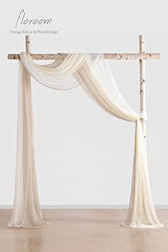 Floroom Wedding Arch Draping Fabric 3 Panels 20Ft Chiffon Fabric Drapes Arbor Drapery Wedding Ceremony Reception Swag Decorations (Nude +Cream +White) - Image 2