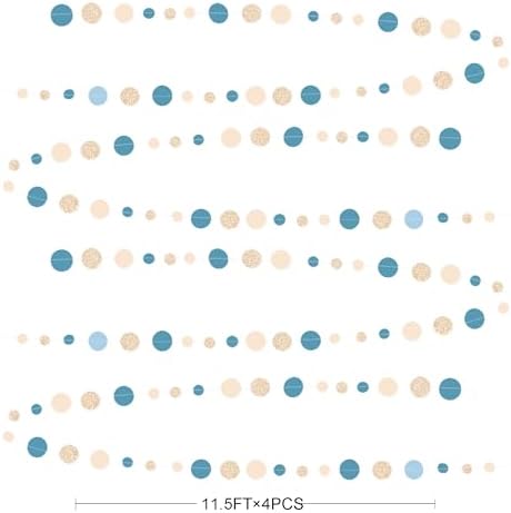 Champagne Gold Dusty Blue Beige Circle Dot Garland Hanging Paper Polka Dot Streamer for Men Birthday Wedding Bridal Shower Retirement Engagement Bachelorette Party Decorations Supplies - Image 2
