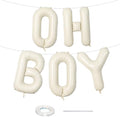 Large Beige Oh Boy Balloons, 40 Inch Cream White Sand OH BOY Balloon Letters with Ribbon, Neutral Ivory Alphabet Oh Boy Balloon for Baby Kid Boys Birthday Baby Shower Gender Reveal Party Decorations by Lingqiang