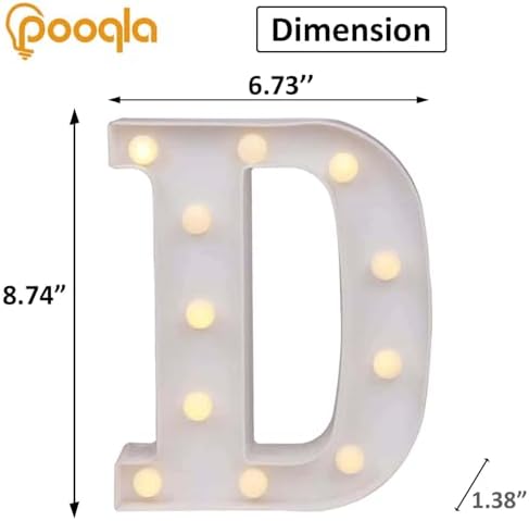 Pooqla LED Marquee Letter Lights Sign, Light Up Alphabet Letter for Home Party Wedding Decoration D - Image 4