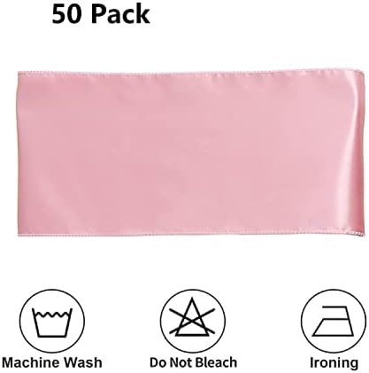 50 Pack Dusty Pink Satin Chair Sashes, 7X108 Inches Chairs Bows for Wedding - Image 4