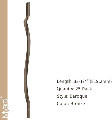 Myard 32-1/4 Inch Iron Deck Balusters, Baroque Wrought Style, Bronze - Image 2
