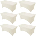 6-Pack Premium Cream Spandex Tablecloths for 6ft Rectangle Tables by DailySet