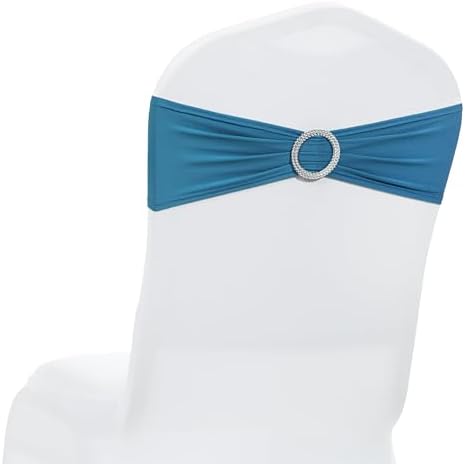 MDS Pack of 75 Spandex Chair Sashes for Wedding Party & Event – Dark Teal by MDS