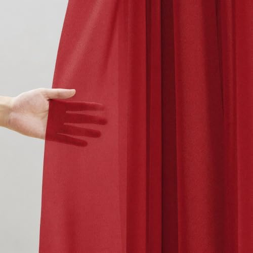 Red Wedding Arch Draping Fabric Sheer Curtain Drapes | 31" x 20 ft Extra Long Shimmery Backdrop Curtains for Wedding Anniversary Party Fall Thanksgiving Outdoor Events Drapery Backgrounds - Image 5