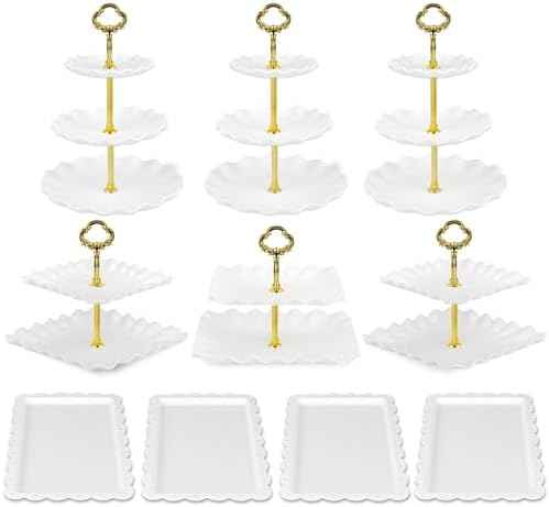 Pack of 11 NWK Cake Stand Set of Cupcake Stand, Tray & Table Cloth (Gold) - Image 6