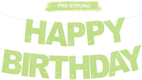 BEISHIDA Pre-Strung Light Green Happy Birthday Banner Party Sign Decoration by Beishida
