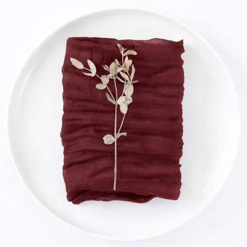 DeZerlor Burgundy Washable Cheesecloth Napkins Set of 20 for Wedding Party - Image 4