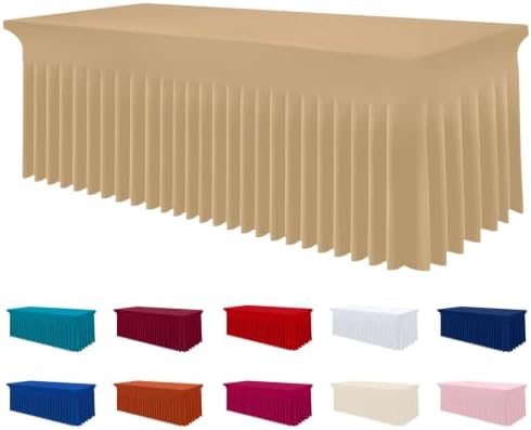 Smiry Spandex Elastic Fitted Table Cloth Skirt for 4FT Rectangle Table by Smiry