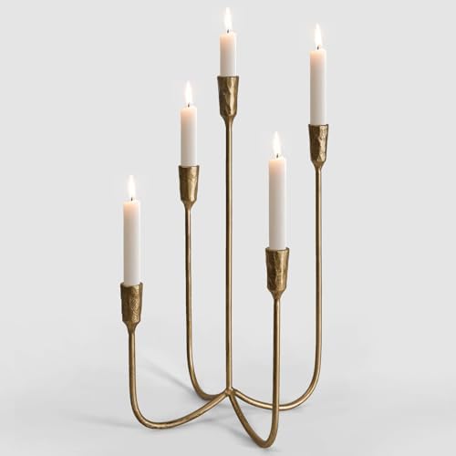 5-Candle Cast Iron Metal Candelabra Candlestick Holders 15 inch by SUJUN