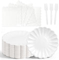 75 Pcs White Paper Plates and Napkins, Tableware Set Serve for 25 Guests by Unknown