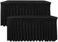 Black Spandex Table Skirt for 6 Foot Rectangle Tables 2 Pack 72x30 In by Nasitoshomedecor