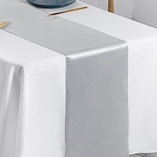 SiinvdaBZX 4 Pcs Silver Satin Table Runner 12 x 108 inches Long - Image 6