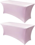 Obstal 6ft Stretch Spandex Table Cover, 2 Pack, Light Pink by Obstal
