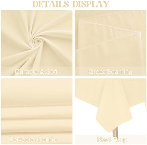 4 Pack Rectangle Tablecloth for 6 Foot Tables Washable Polyester Table Cover for Wedding Dining Table Parties Banquet（60x102 Champagne） - Image 4