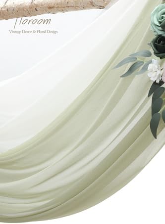 Floroom Wedding Arch Draping Fabric 2 Panels 20Ft Sage Green Chiffon Fabric Drapes Arbor Drapery Wedding Ceremony Reception Swag Decorations - Image 5