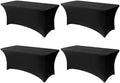 6FT Black Table Cloth - 4 Pack Fitted Stretch Rectangle Spandex Tablecloth, Washable Table Cover for Party, Picnic, Wedding, Banquet, Birthday and Festival(30" x 72") by Lemict