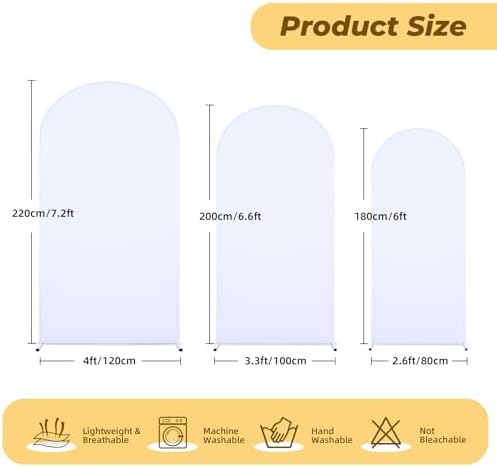 6 ft Arch Backdrop Cover White - Double-Sided Spandex Arch Covers Stretchy Backdrop for Balloon Arches Birthday Party Baby Shower Banquet Wedding Photo Background - Image 2
