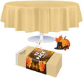 Grandipity Plastic Table Cloth Disposable 12 Pack 84" Round Ivory by Grandipity