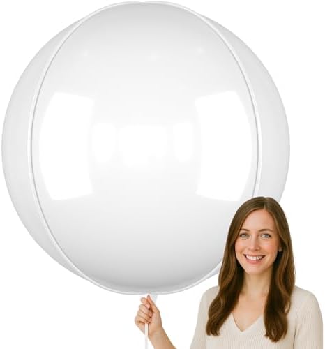 50 Inch Matte White Round Foil Balloons 3pcs Large Ball Balloons by vibzox