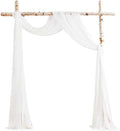 Floroom Wedding Arch Draping Fabric 2 Panels 20Ft White Chiffon Fabric Drapes Arbor Drapery Wedding Ceremony Reception Swag Decorations by Floroom
