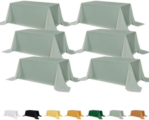 Fitable 6 Pack Sage Green Tablecloths for Rectangle Tables, 90 x 156 Inch by Fitable