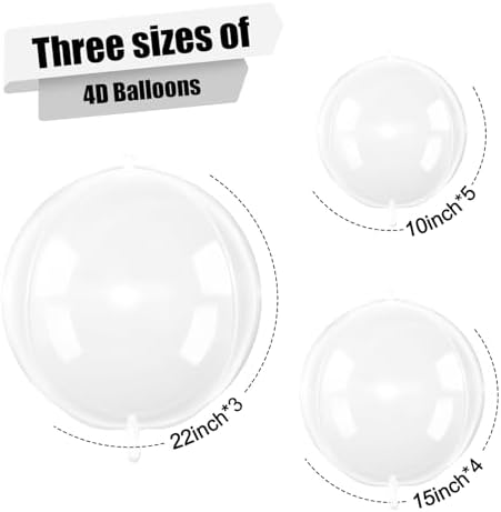 12PCS Clear Round Foil Balloons 22" 15" 10" Large Bubble Balloons - Image 2