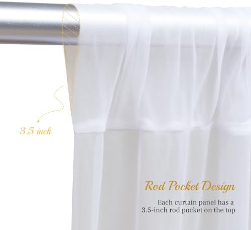 20x8ft White Tulle Backdrop Curtain with Lights String for Parites, Sheer Backdrop Curtains for Wedding Baby Shower Birthday Party Photo Shoot Decorations - Image 5