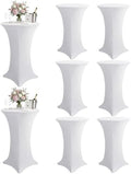 KeyWave Spandex Cocktail Table Covers, 32x43 Inch, White, 8 Pack by Keywave