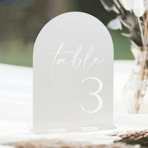 HOODO Frosted Arch Acrylic Table Numbers 1-15 with Stands, 5"x7" Acrylic Arch Signs and Holders, Frosted Table Numbers for Wedding Reception, Party, Anniversary, Event - Image 5