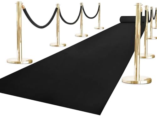 Black Carpet Runner for Party, Premium 160 GSM Felt Non-Woven Fabric Runway Rug for Party Wedding & Special Events,Rolled Package Without Creases (Black, 3X15 ft) by OQSC