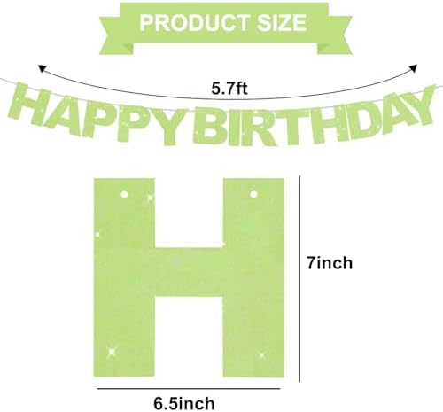 BEISHIDA Pre-Strung Light Green Happy Birthday Banner Party Sign Decoration - Image 2