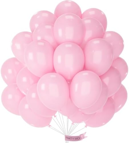 PartyWoo Light Pink Balloons 50pcs Pastel Pale Baby Pink Color 12 Inch by PartyWoo