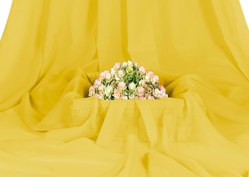 70 Yard Chiffon Fabrics, 44" Wide, Lightweight, Sheer – Yellow - Image 2