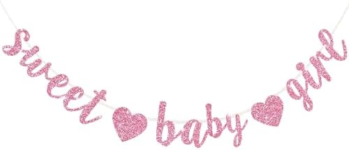 BEISHIDA Pre-Strung Glitter Pink Girl Baby Banner Baby Shower Decor by Beishida