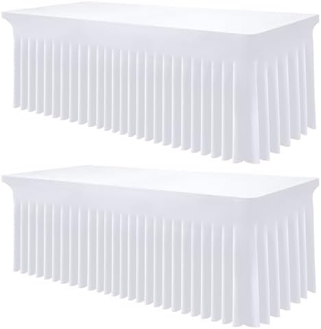 Smiry 2 Pack Spandex Elastic Fitted Table Cloth Skirt for 8FT Table by Smiry