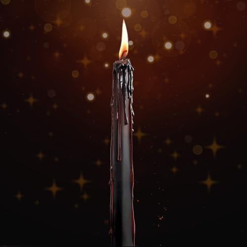 12 Pack 10 Inch Black Taper Candles, Vampire Blood Drip Halloween - Image 4