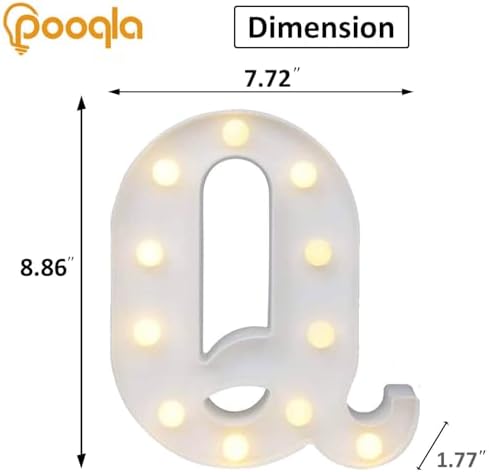 Pooqla LED Marquee Letter Lights Sign, Light Up Alphabet Letter for Home Party Wedding Decoration Q - Image 4