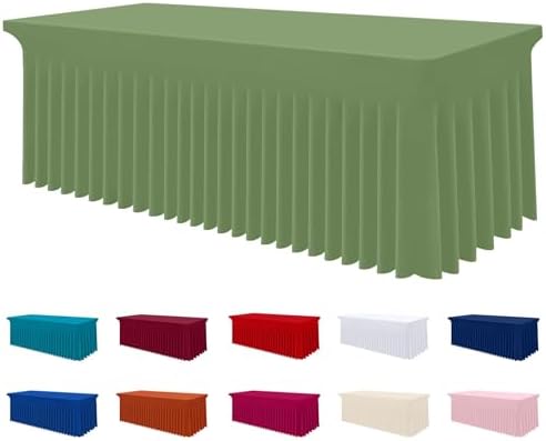 Smiry Spandex Elastic Fitted Table Cloth Skirt for 6FT Rectangle Table by Smiry